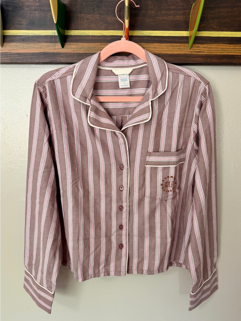 🤍 Gap × Summer Fridays Relaxed Flannel Stripe PJ Shirt & Boxers ⭐️NWT⭐️ SMALL - Picture 2 of 15